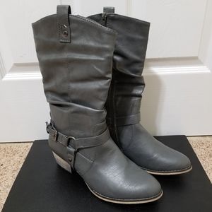 DailyShoes, Mid-Calf Western Boot, Women's Size 12, Gray